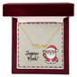 Side view of personalized cursive name necklace on cable chain
