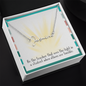 Stainless steel and gold finish name necklace with teacher message