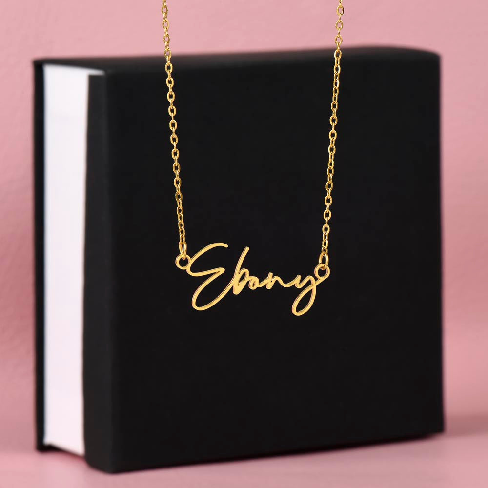 “Be Proud of the Work You Do” – Signature Name Necklace with Message Card ✨