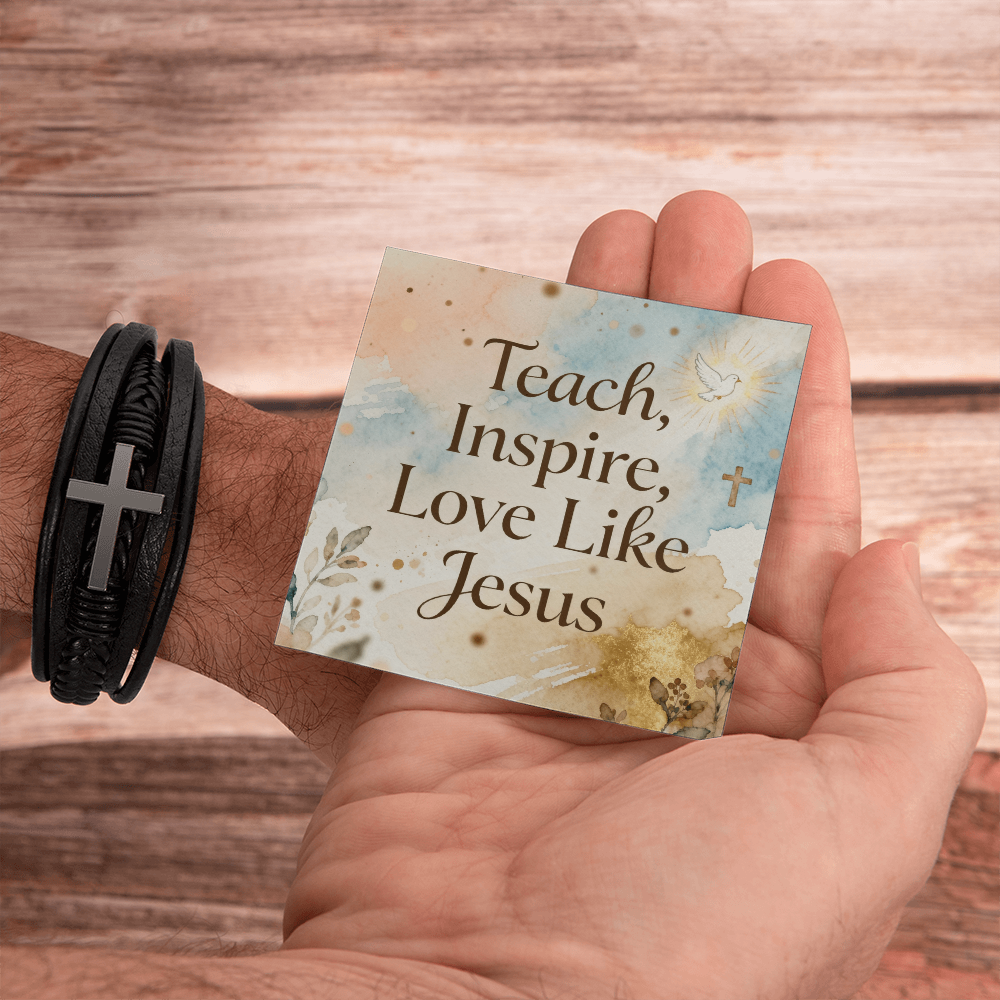 Cross bracelet styled with men’s casual outfit