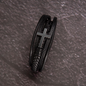 Stainless steel decorative cross detail on braided band