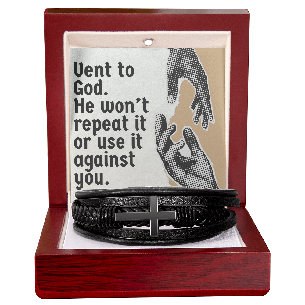 “Vent to God” – Cross Leather Bracelet