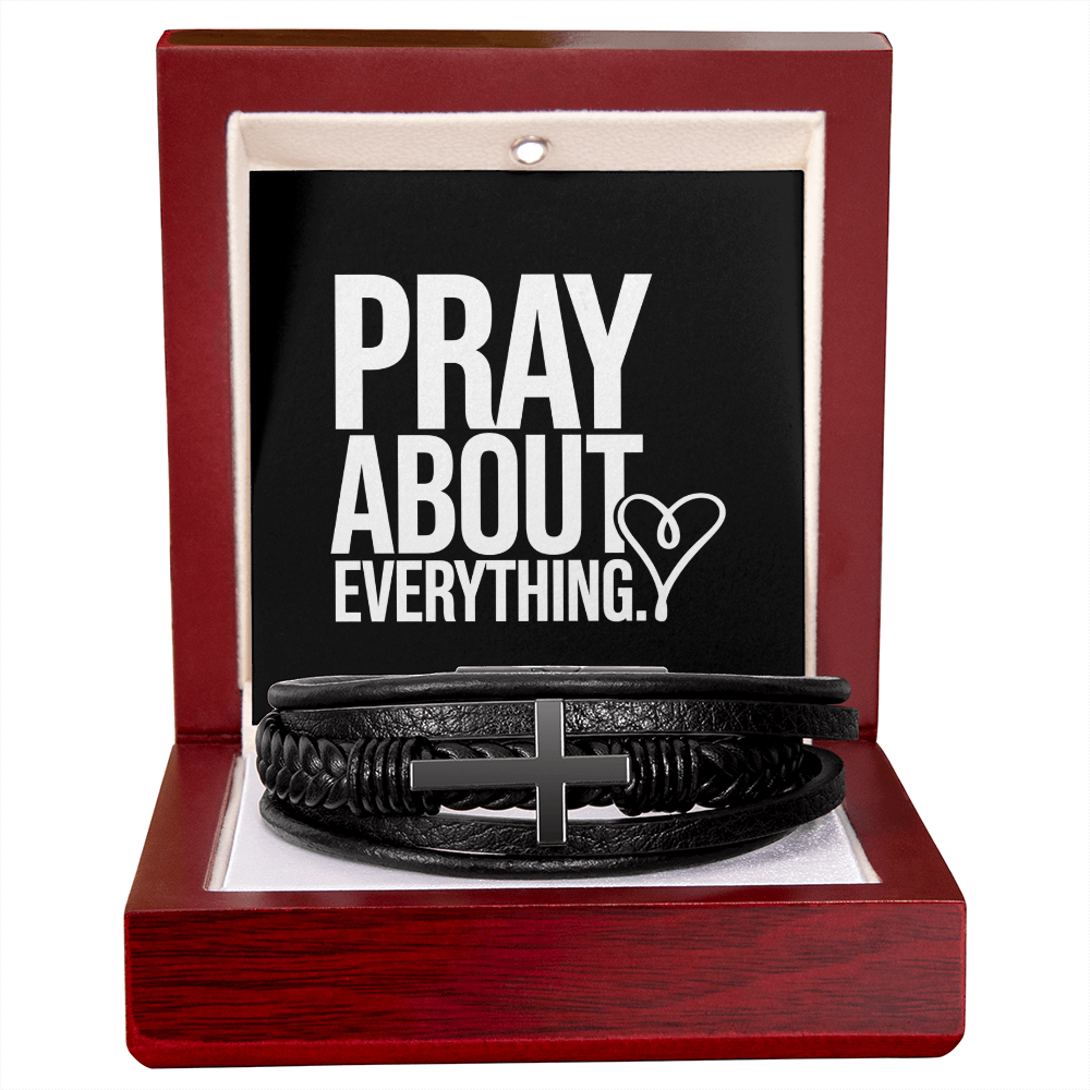 “Pray About Everything” Men's Cross Bracelet – Strength in Faith, Power in Prayer