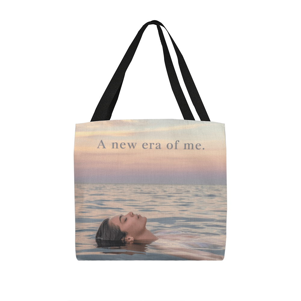 Gift-ready packaging of quote tote bag “A New Era of Me Self Love & Growth