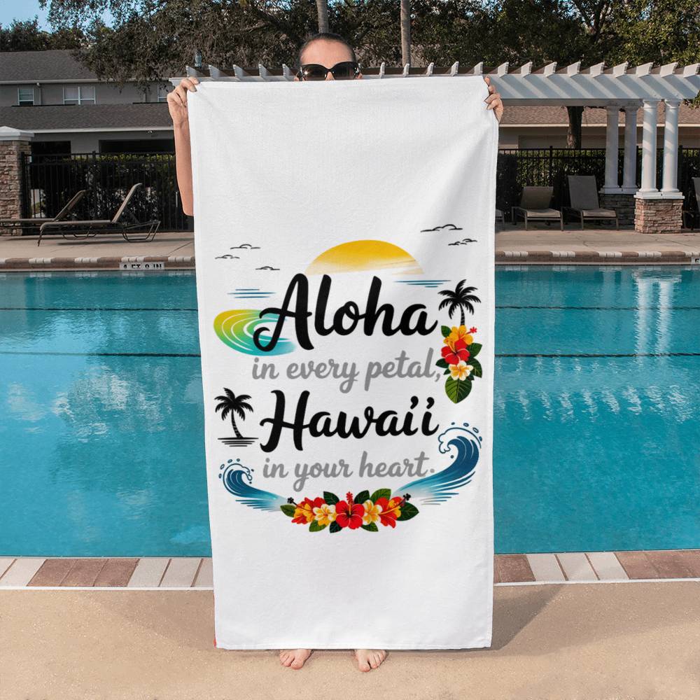 Aloha-Inspired Bath Towel for Women – Tropical Hawai‘i Floral Towel Symbolizing Love, Peace & Kindness | Soft, Absorbent, Island-Style Gift
