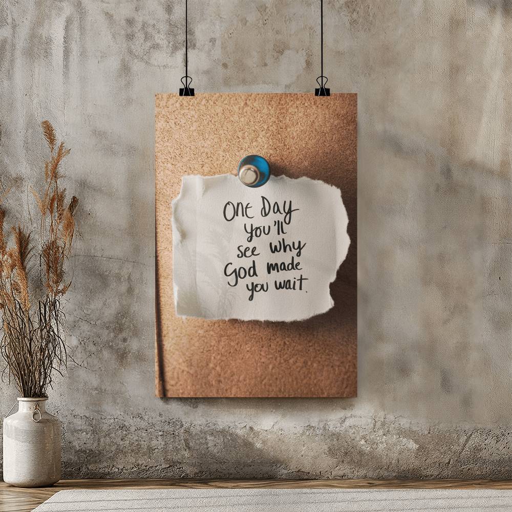 One Day You'll See Why God Made You Wait – Faith & Patience High Gloss Poster | Christian Wall Art