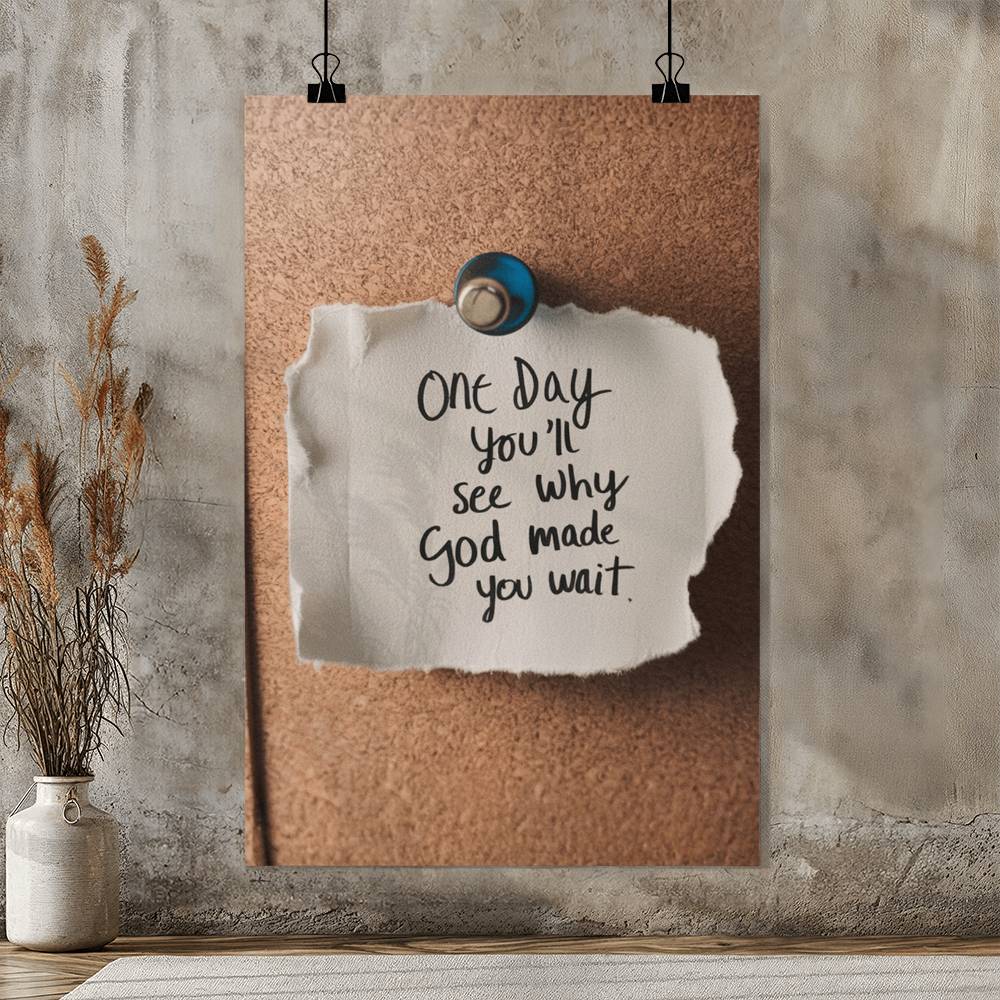 One Day You'll See Why God Made You Wait – Faith & Patience High Gloss Poster | Christian Wall Art