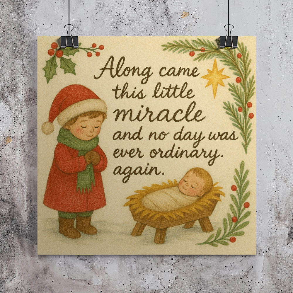 Vintage-style nativity wall art with baby Jesus
