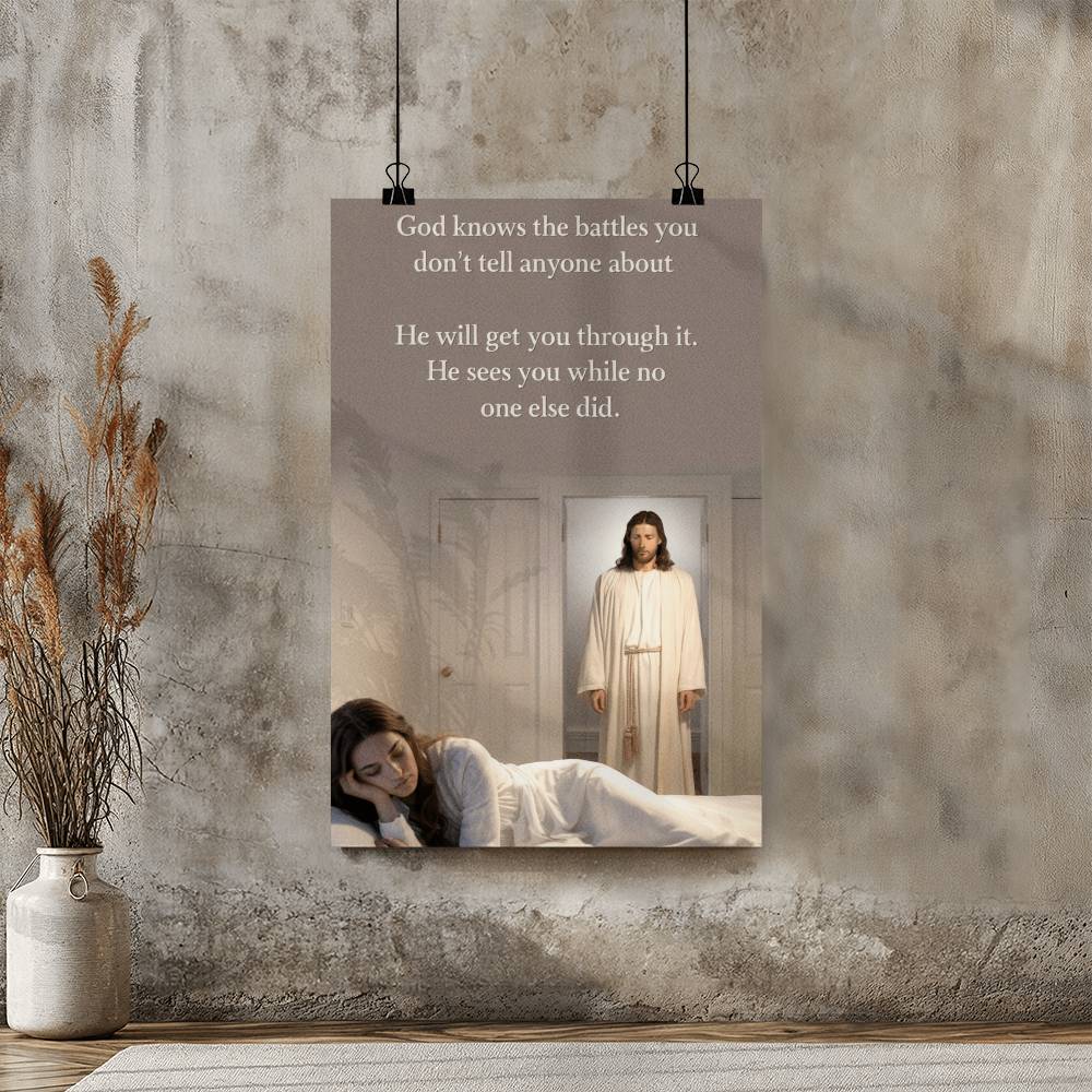 Faith-based wall art offering peace and comfort through quiet strength