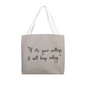 Double-sided printed tote showing vibrant quote detail
