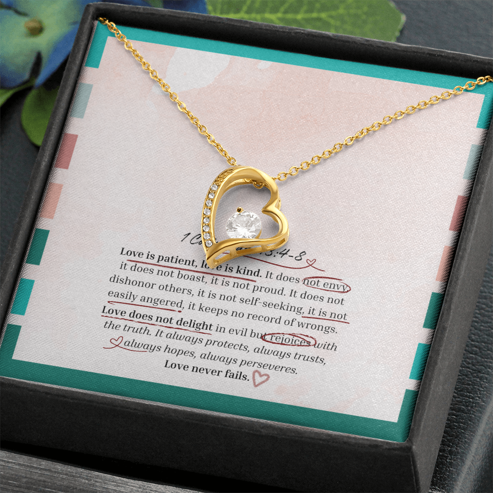 "Love Never Fails" 1 Corinthians 13:4–8 Love Forever Necklace