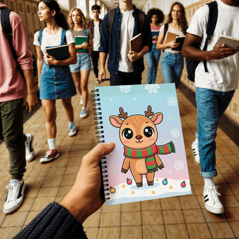 Cute Reindeer Christmas Journal | Festive Holiday Spiral Notebook for Notes & Gift Ideas