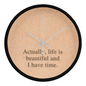 Close-up of “Life Is Beautiful” printed face with clean typography