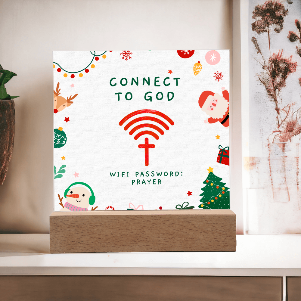 Connect to God – “WiFi Password: PRAYER” Christmas Faith Acrylic Plaque