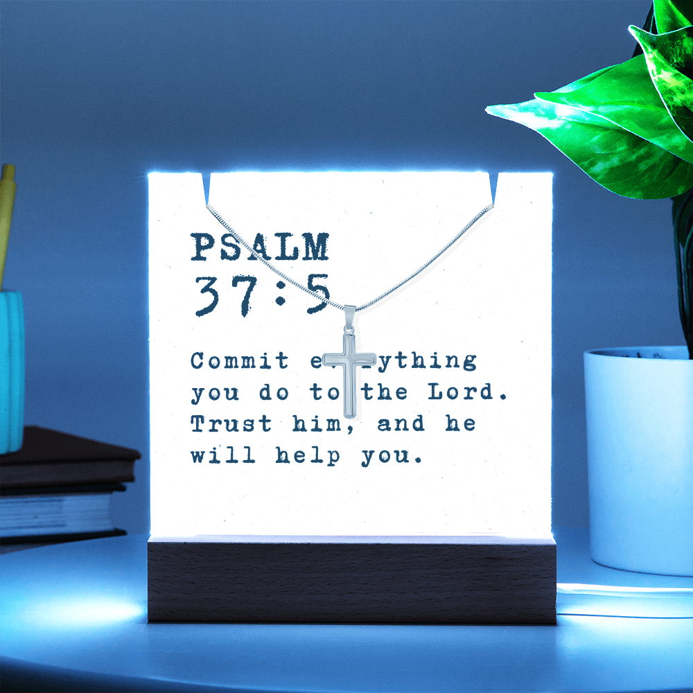 “Psalm 37:5 — Trust in the Lord” Keepsake Cross Necklace