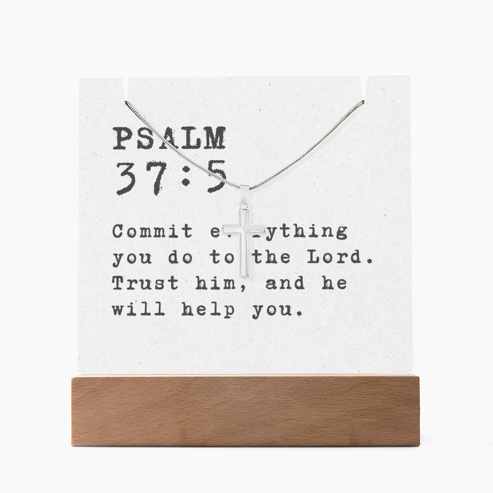 “Psalm 37:5 — Trust in the Lord” Keepsake Cross Necklace
