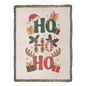 Festive woven holiday throw with Santa and reindeer design