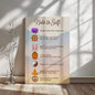 Close-up of Note to Self mindfulness affirmations printed on wrapped canvas wall art