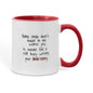 Two-tone ceramic mug with faith quote about love and patience