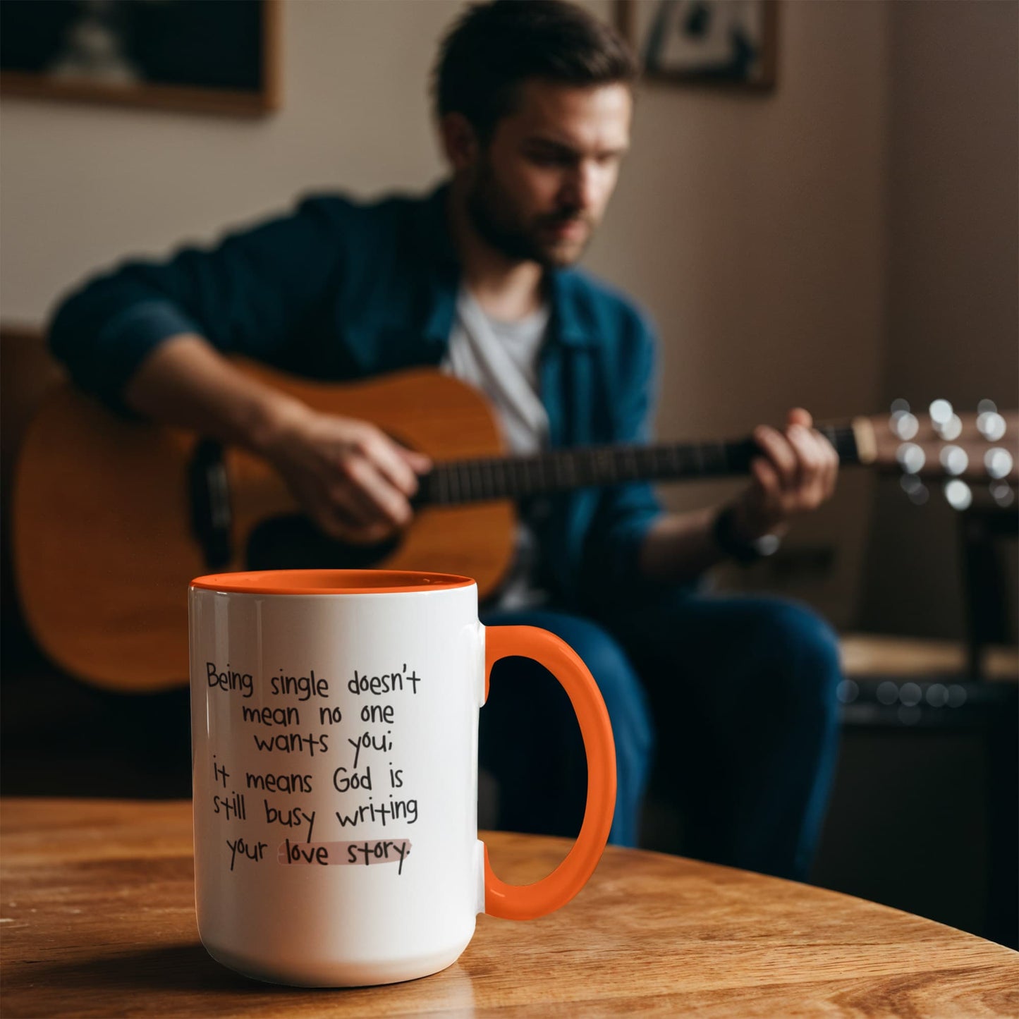 God’s Still Writing Your Love Story - Inspirational Single Life Mug, Faith-Based Two-Tone Ceramic Coffee Cup (11oz & 15oz)