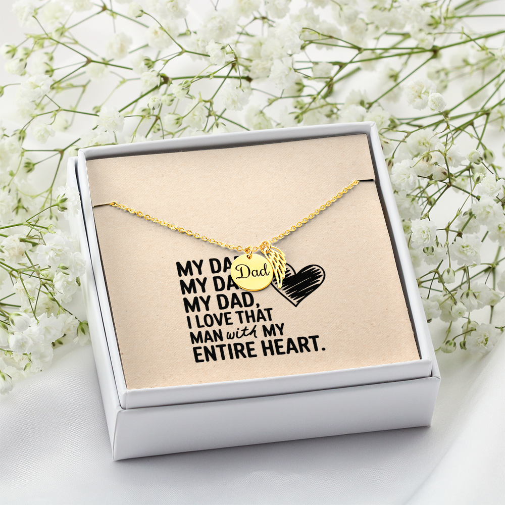 My Dad, My Heart – Angel Wing Charm Necklace