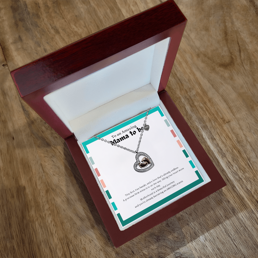Baby Feet Heart Necklace for Mama-to-Be | New Mom Gift | Pregnancy Gift | Baby Shower Jewelry