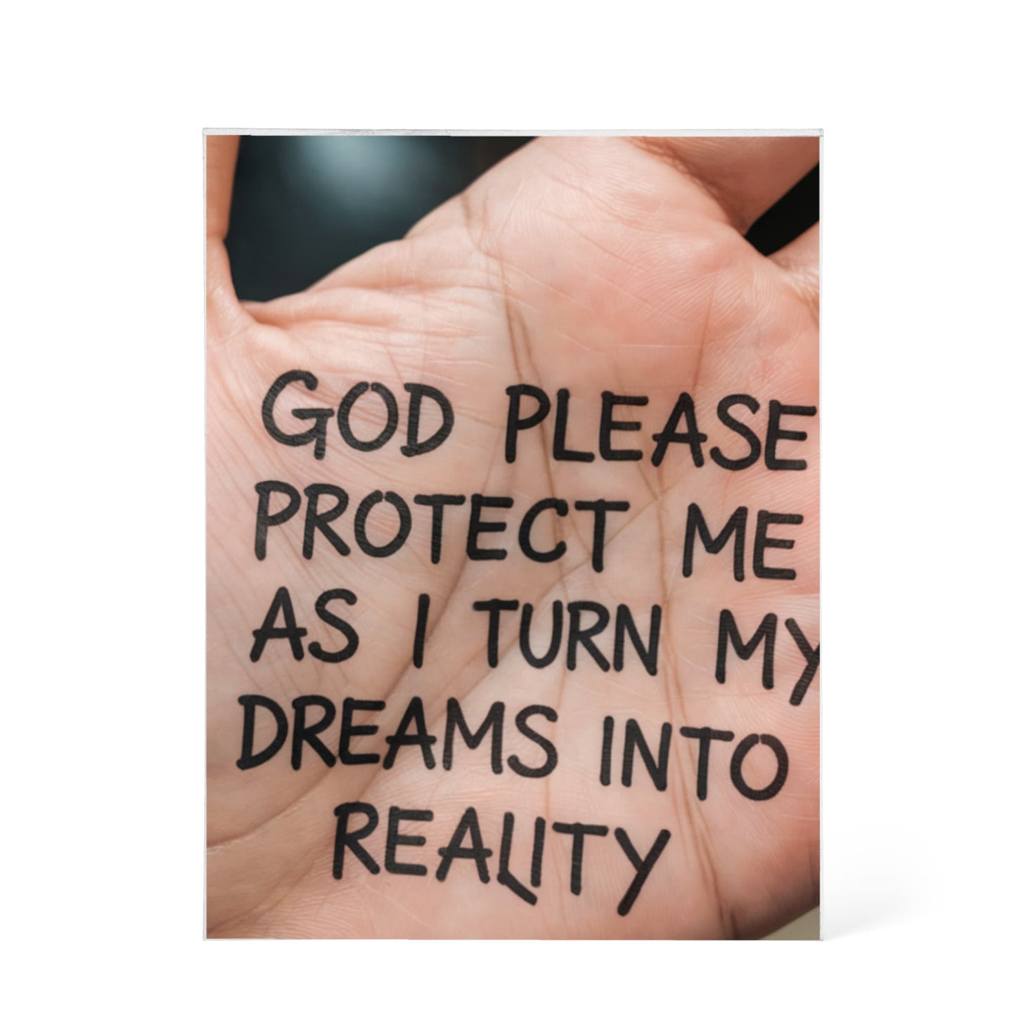 “God Please Protect Me” Inspirational Acrylic Block – A Prayer for Dreamers and Doers
