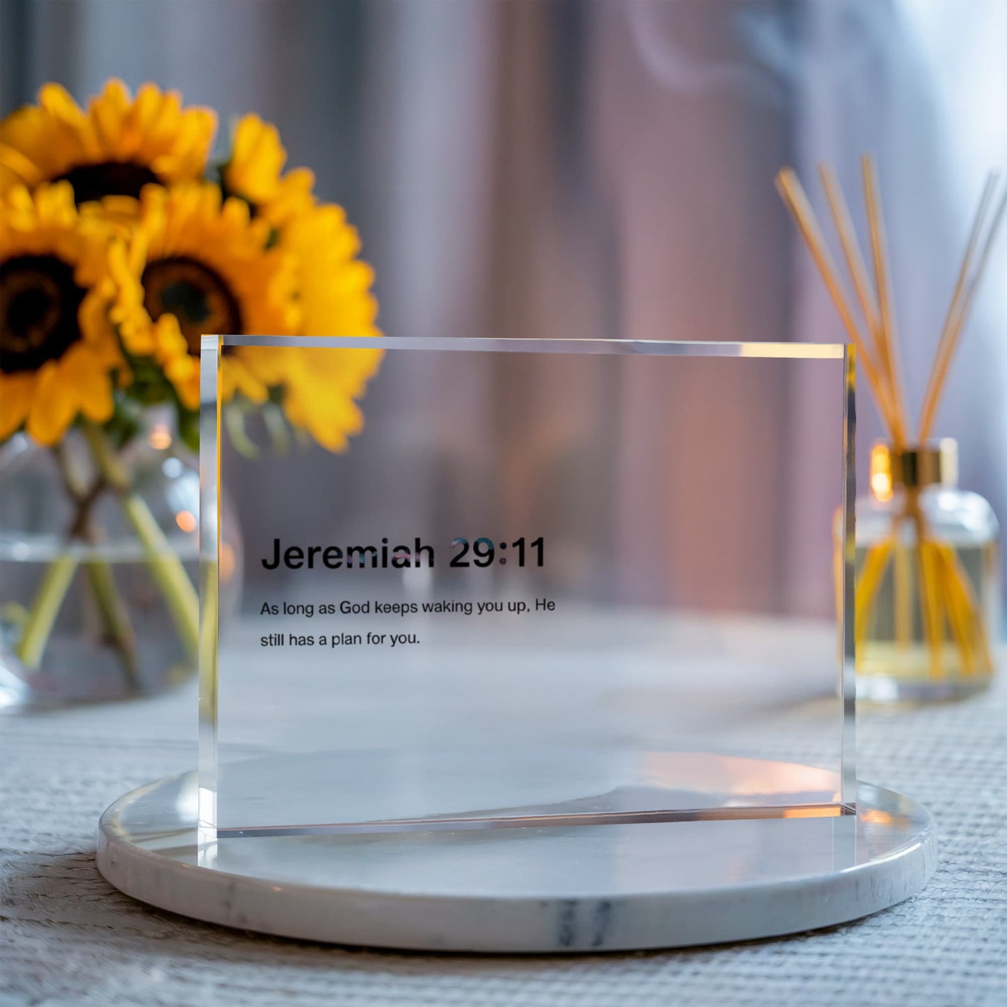 Jeremiah 29:11 Printed Acrylic Block – Inspirational Christian Home Decor with Scripture Quote ‘As Long As God Keeps Waking You Up, He Still Has a Plan for You