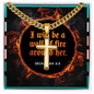 Polished stainless steel cross on Cuban link chain