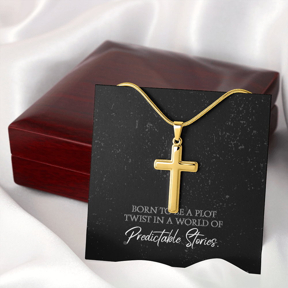 "Born to Be a Plot Twist" Personalized Cross Necklace