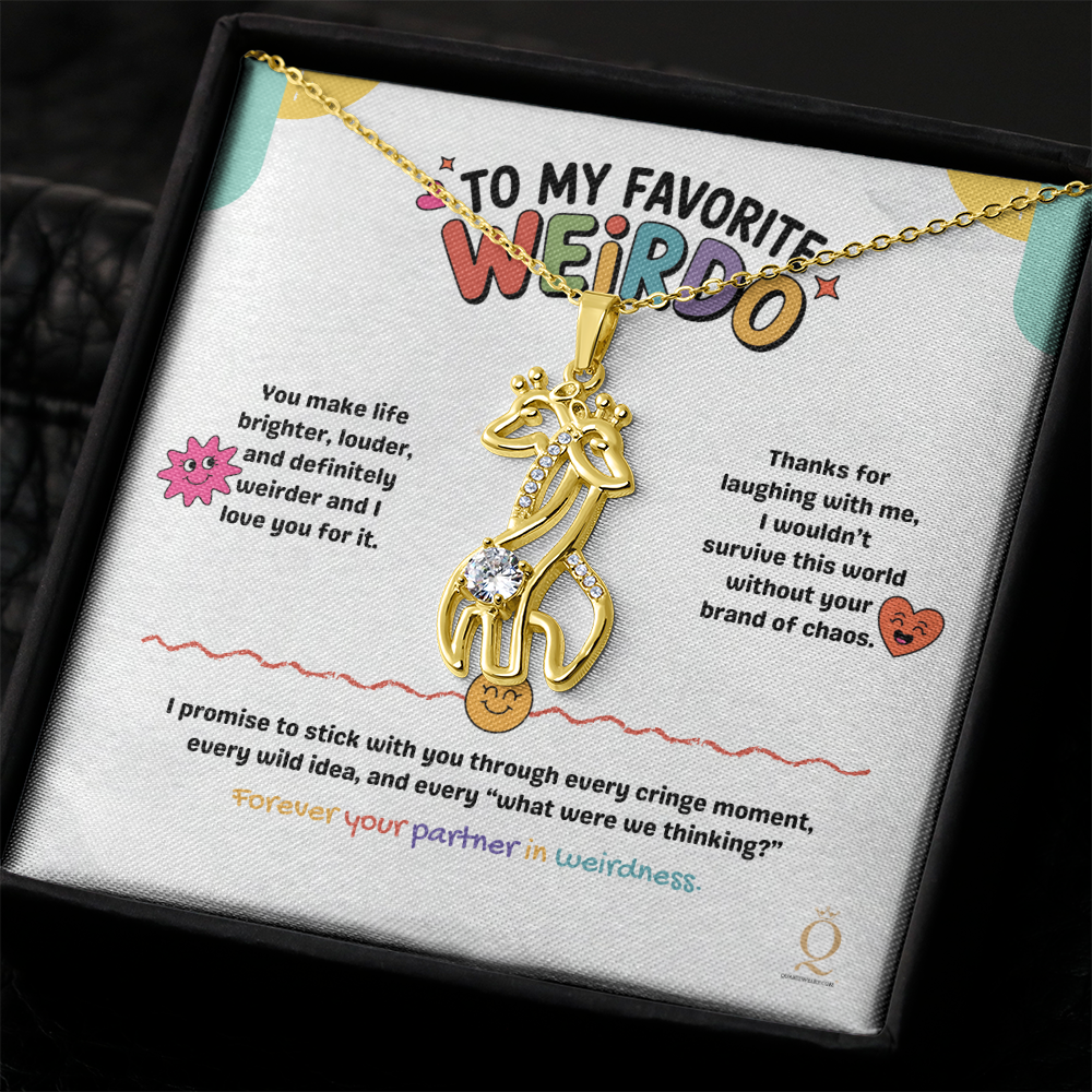 Dainty giraffe necklace with crystal