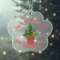 Paw-shaped acrylic Christmas ornament with watercolor tree