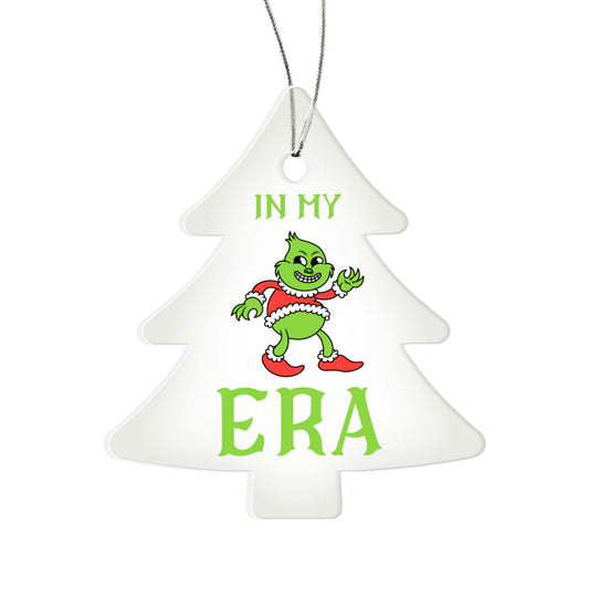“In My Grinch Era” Funny Green Christmas Character Ornament – Acrylic Tree Decoration