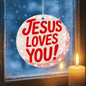 Clear acrylic Christian ornament with red lettering