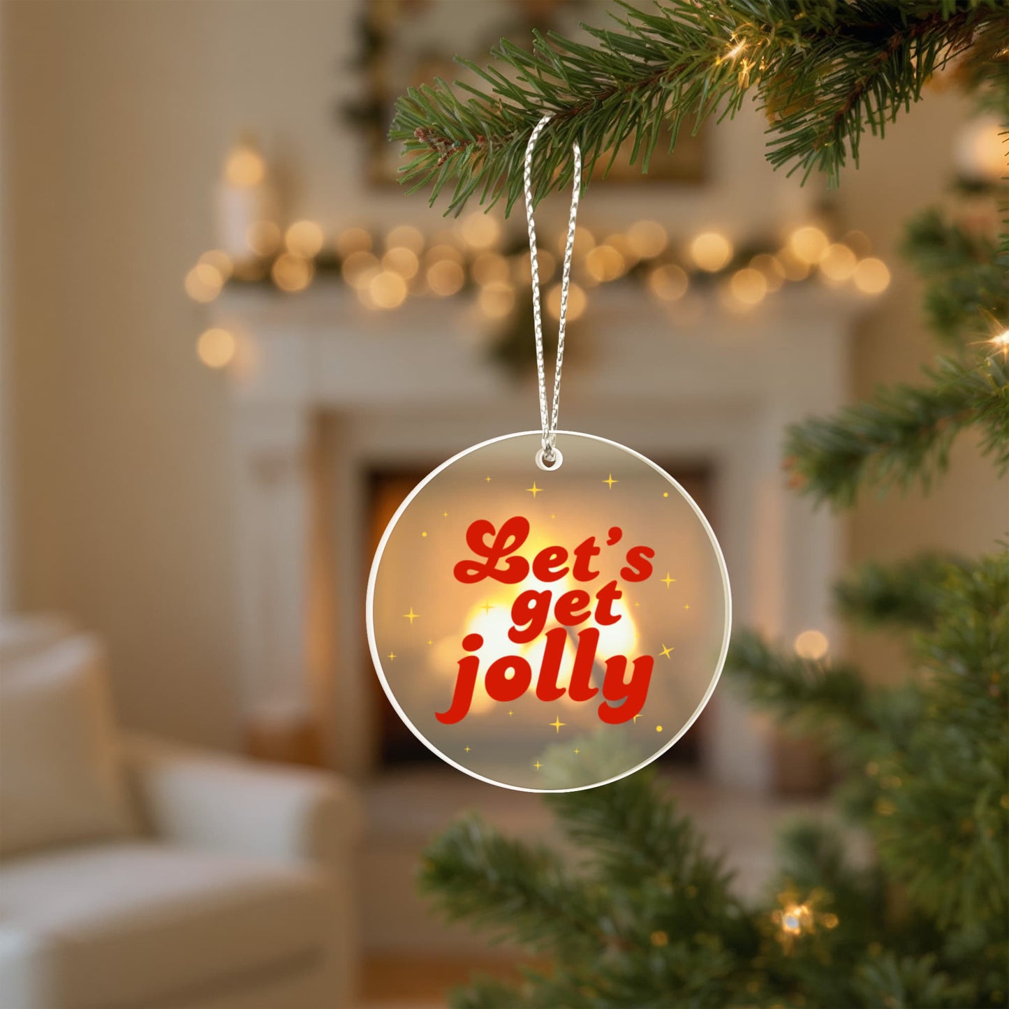 Let's Get Jolly Acrylic Circle Ornament – Festive Holiday Tree Decoration, Christmas Gift Keepsake