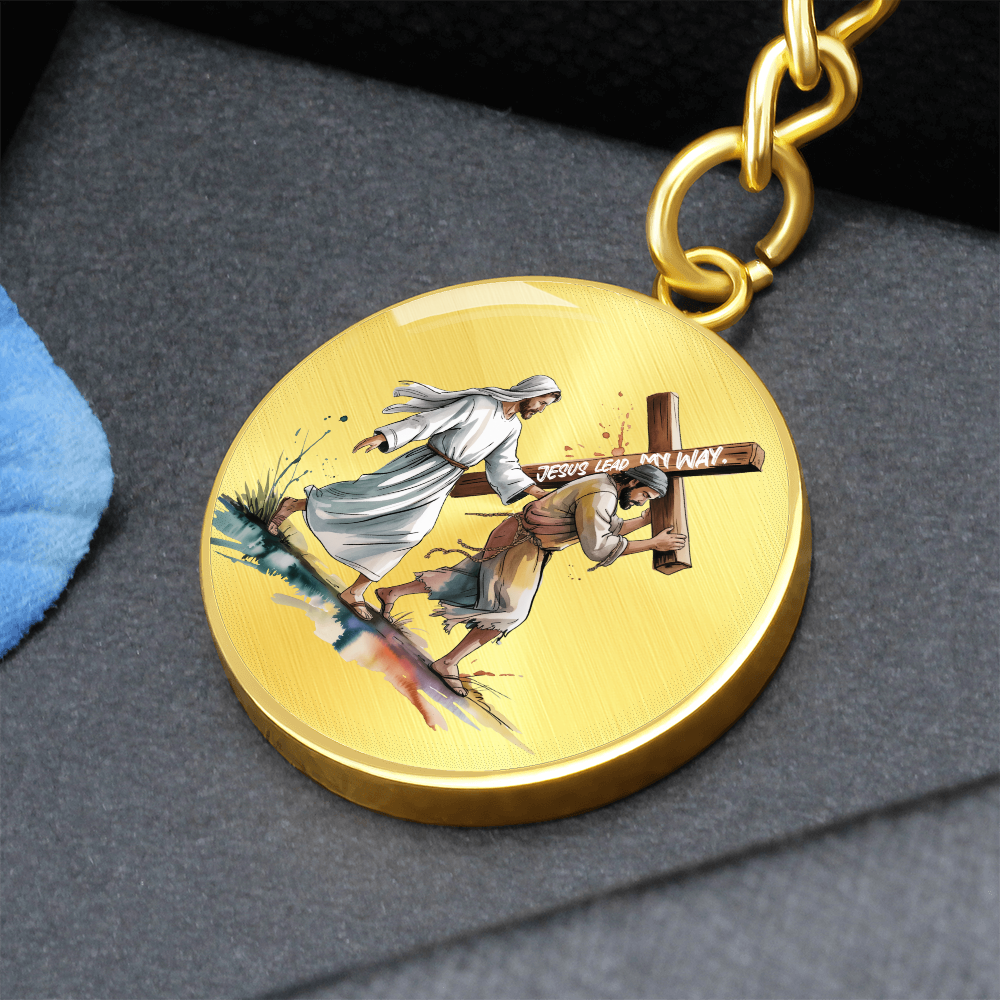 Jesus, Lead My Way – Faith-Inspired Graphic Circle Keychain for Daily Guidance & Strength | Christian Gift for Men & Women