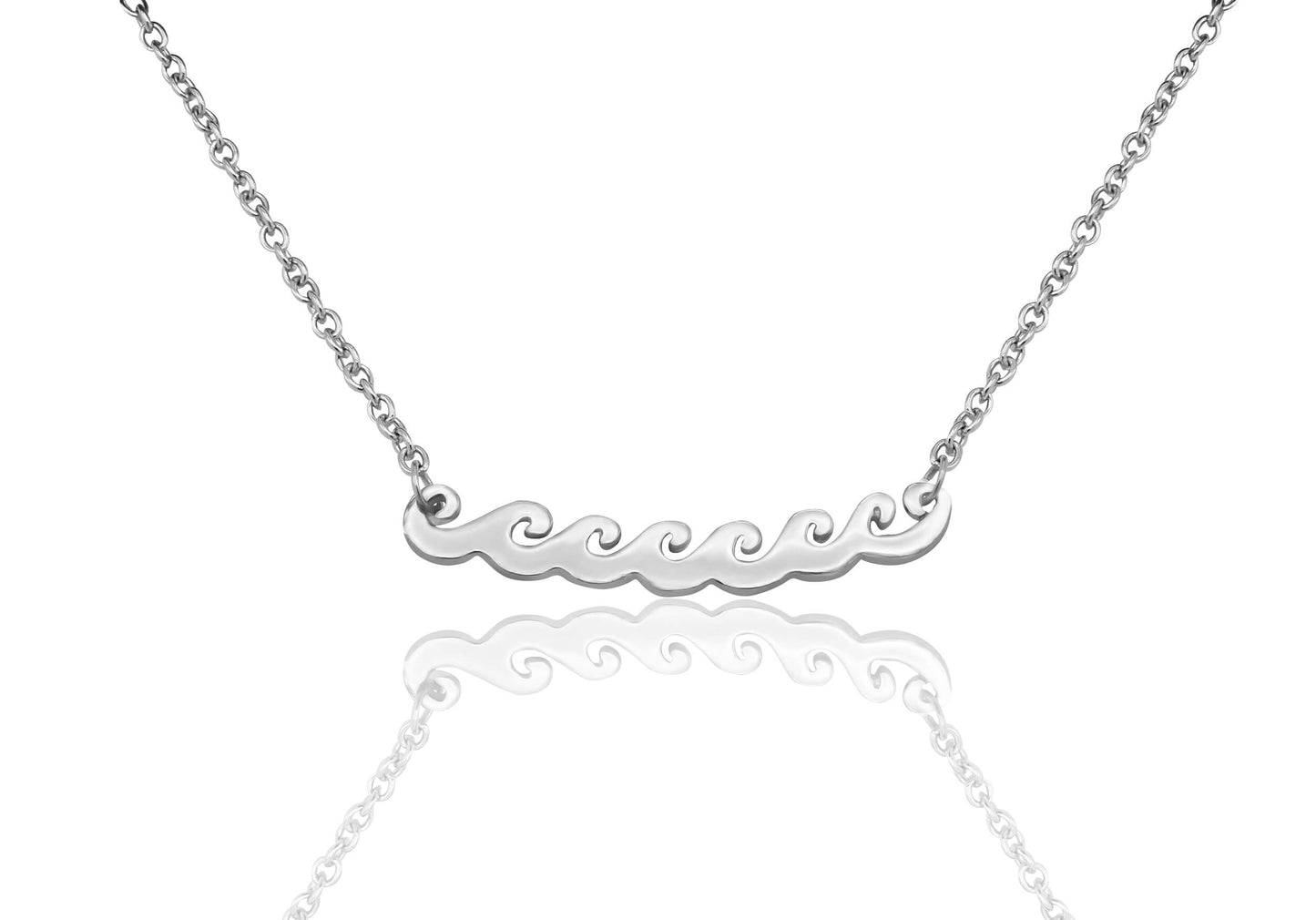 Anya Ocean Necklace Wave Charm Pendant for Women, Inspirational Quote on Greeting Card, Silver Tone