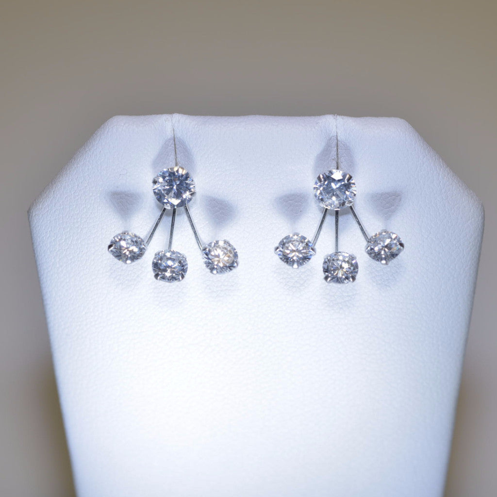 Clarisse Cubic Zirconia Stud Earrings for Women with Earring Jackets