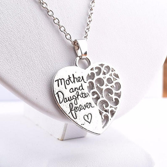 Andrea Mother Daughter Forever Necklace with Engraved Letters Pendant