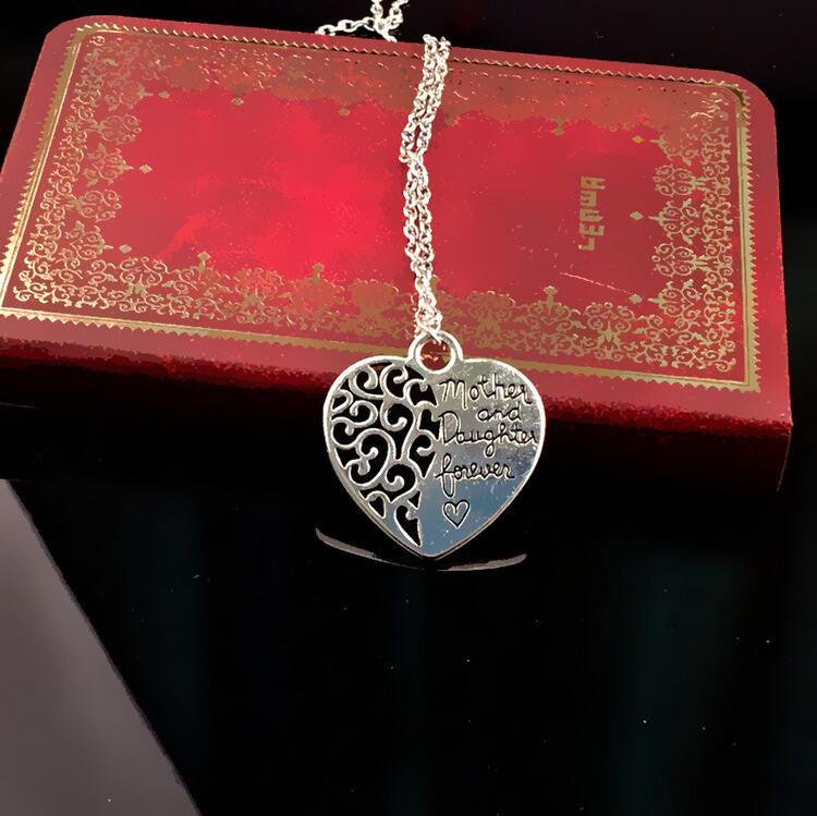 Andrea Mother Daughter Forever Necklace with Engraved Letters Pendant