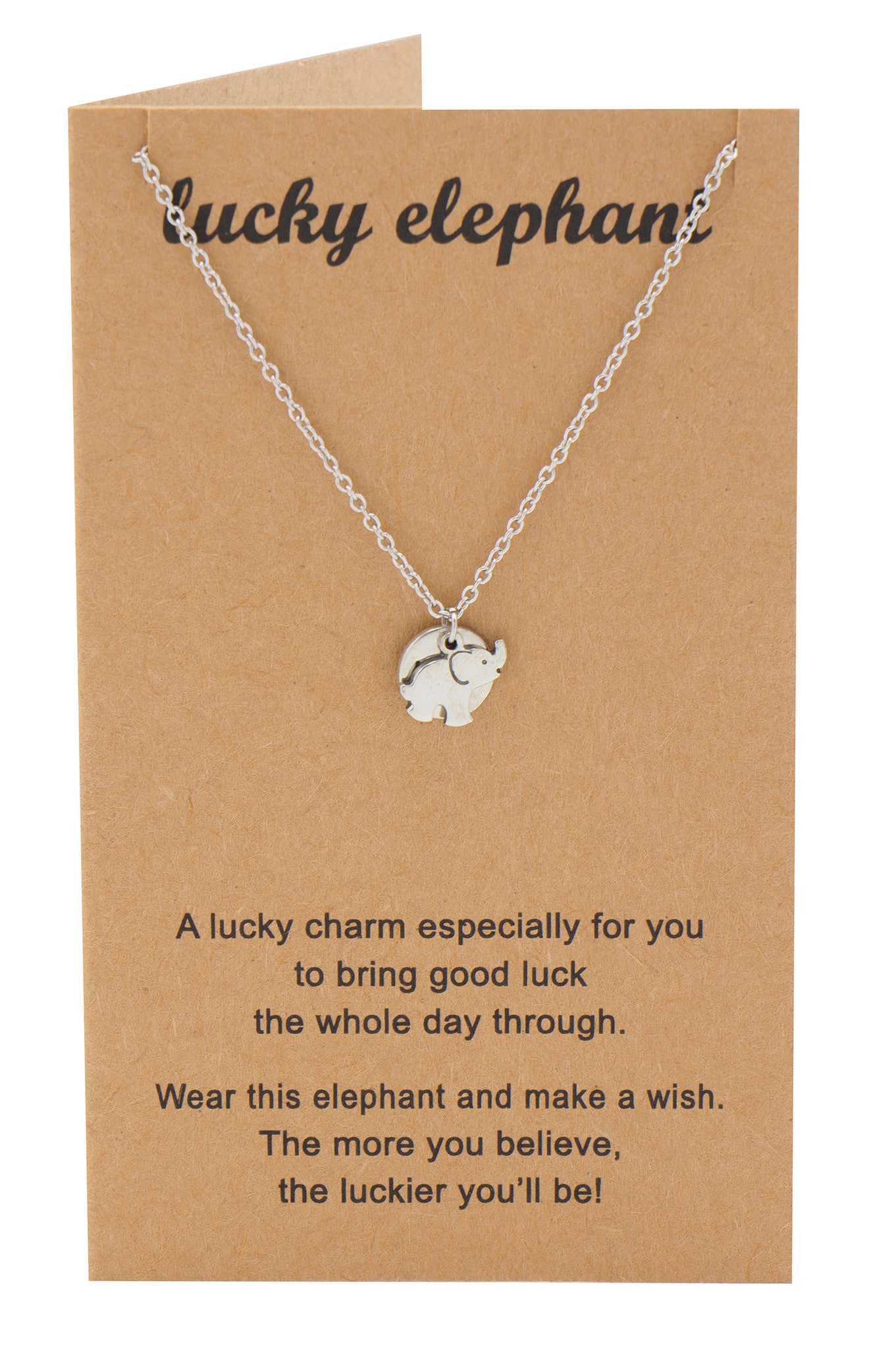 Misty Elephant Necklace with Good Luck Charm Personalized
