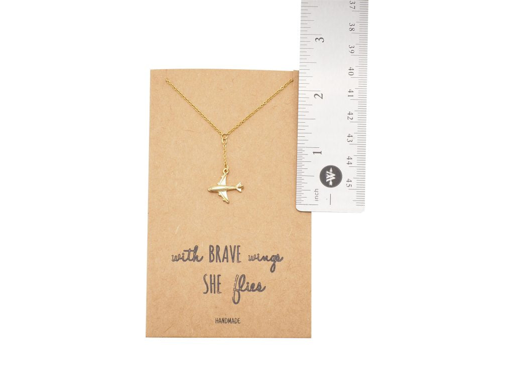 Corrine Brave Lariat Necklace with Airplane Pendant for Women