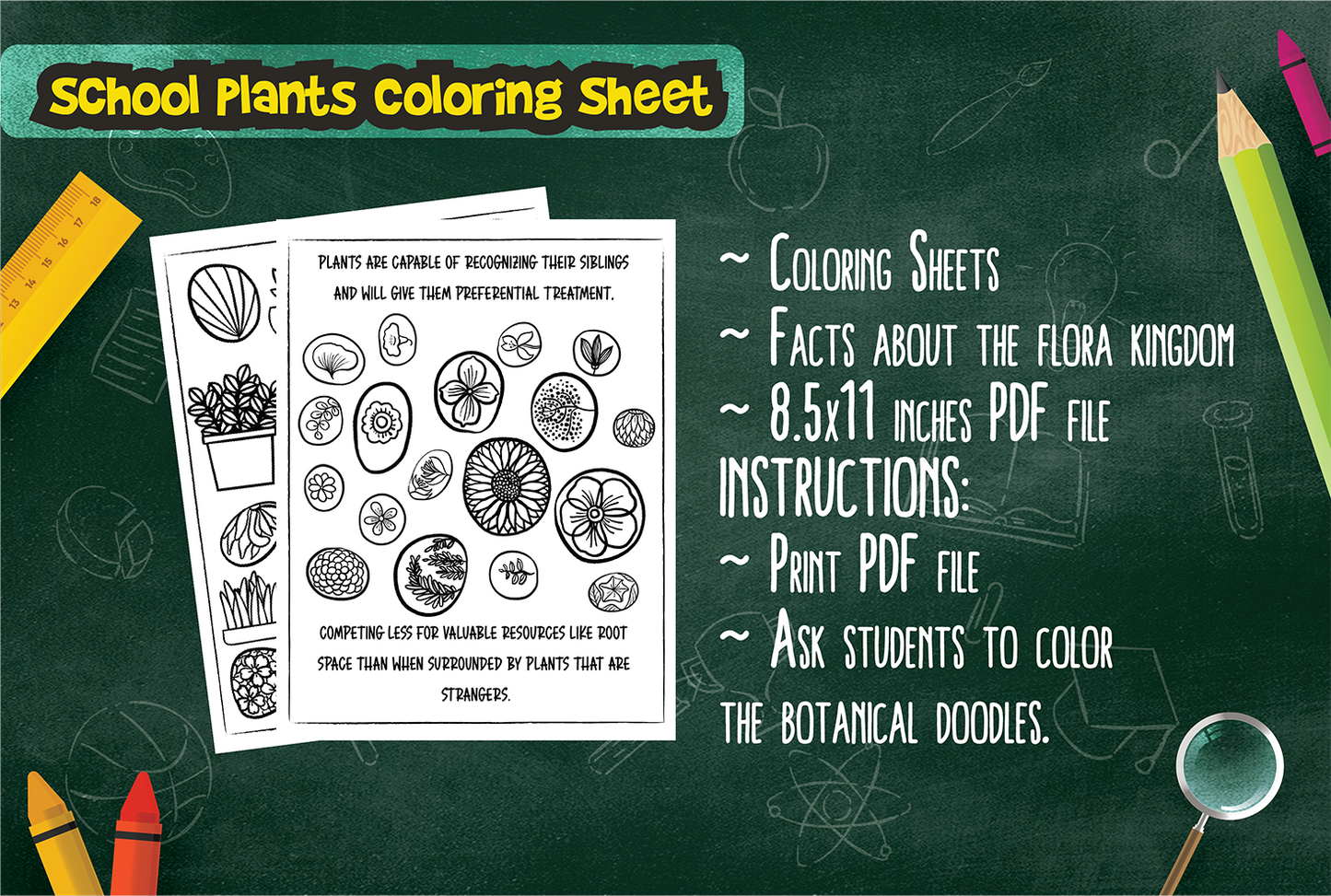 Free Back-To-School Printables Plants with Fun Facts Coloring Activity Sheets