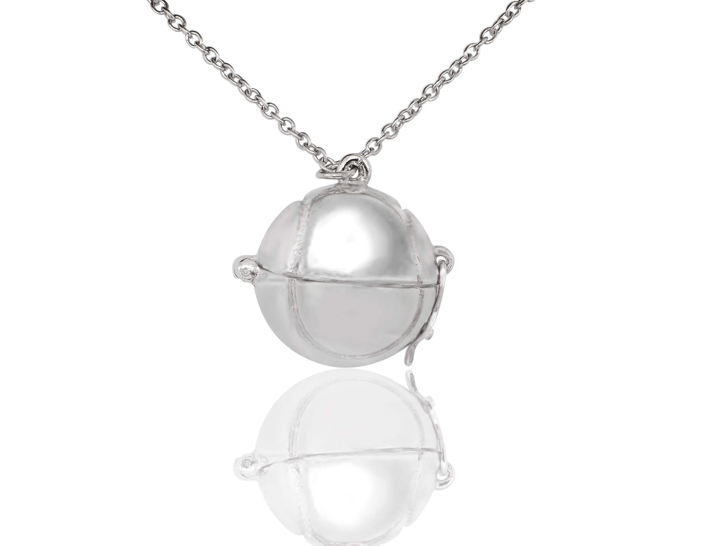 Catalina Tennis Ball Cremation Ash Holder Pendant Necklace, 100% Handmade - Silver Tone