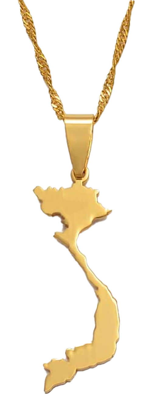 Bithiah Vietnamese Pho Sho Pendant Necklace Gold Tone with Handmade Inspirational Greeting Card