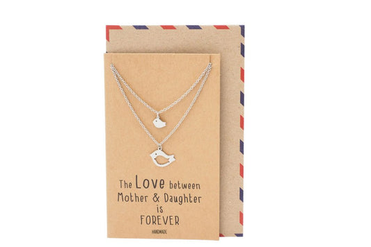 Arielle Mother Daughter Necklace with Bird Pendant