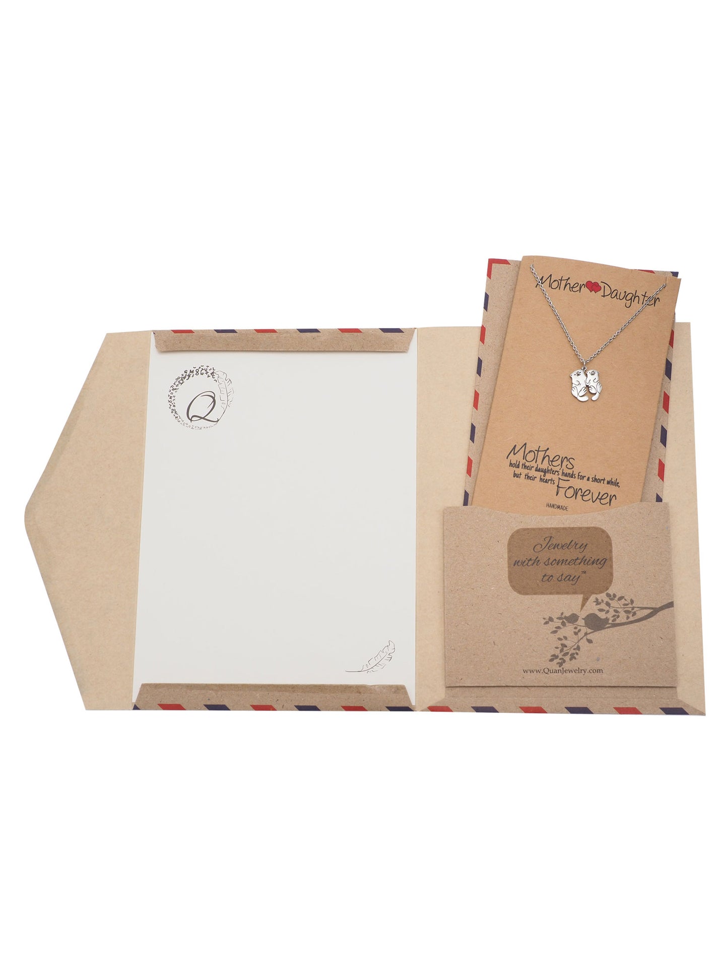 Adriana Mother and Daughter Otter Necklace with Inspirational Quote