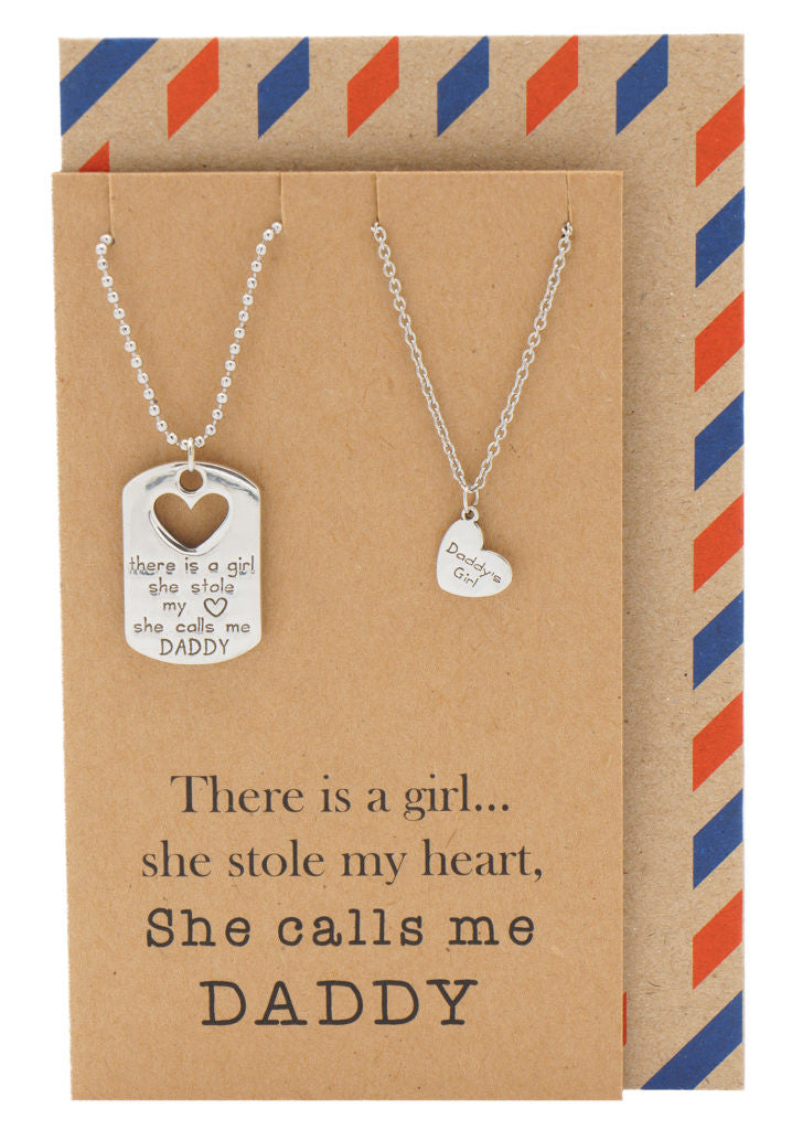 Personalized Father Daughter Necklaces Father's Day Gift with