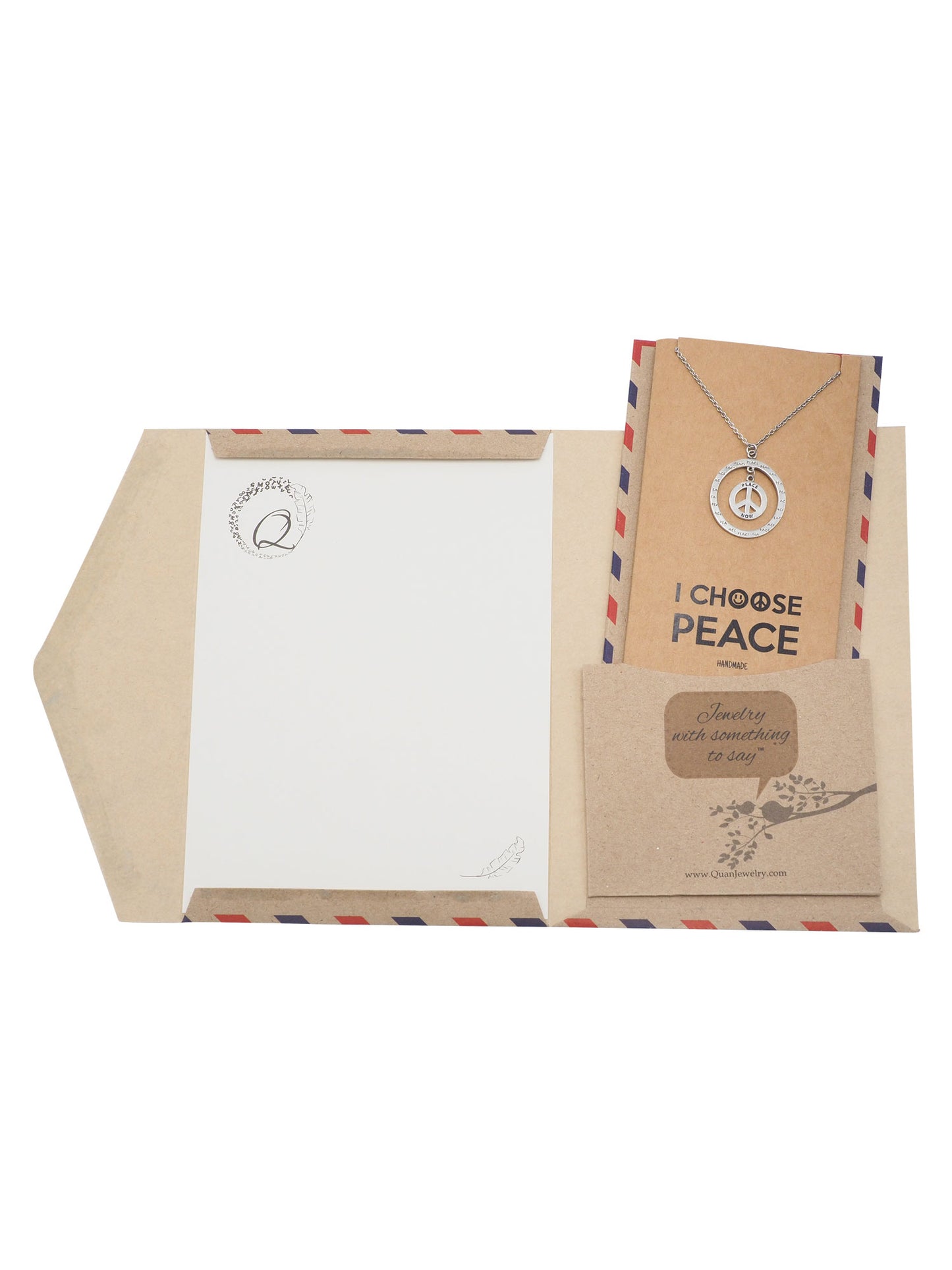 Bryll Peace in Circle Pendant Necklace Inspirational Jewelry