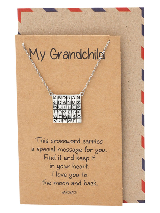 Alessia Grandmother Crossword Pendant Necklace